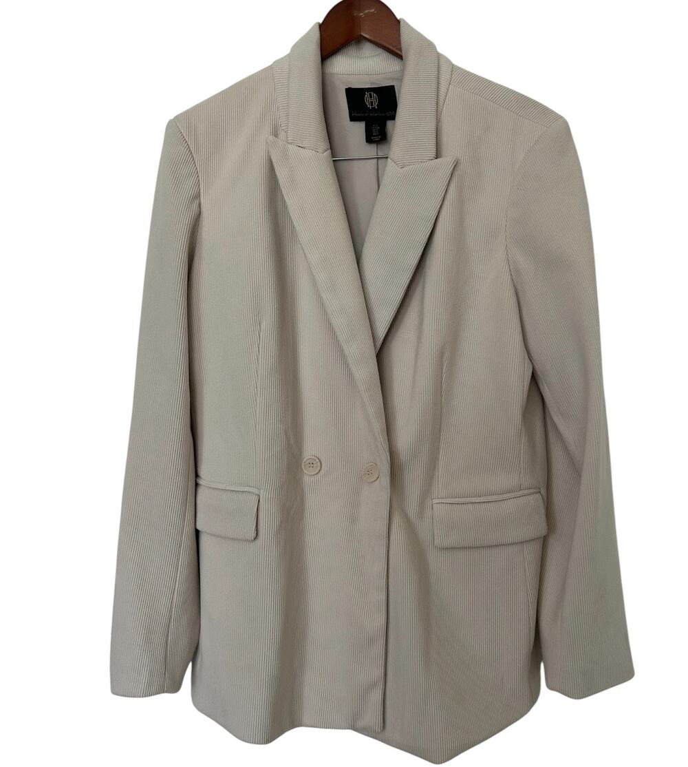 House of Harlow 1960 Oversized Blazer Large Ivory Double Breasted Jacket
